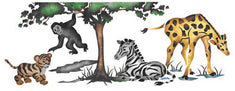Baby Animals with Jungle Scene Wall Stencil