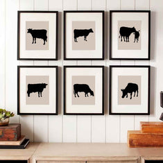Cow Stencils painted in framed art