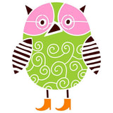 Owl Wall Stencil Green and Pink
