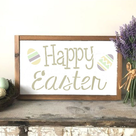 Happy Easter Eggs Wall Stencil