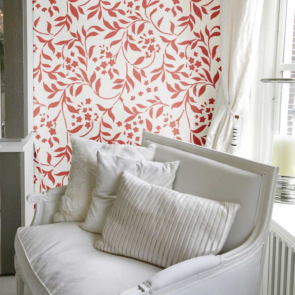 Awesome floral stencils instead of wallpaper! Reusable stencils
