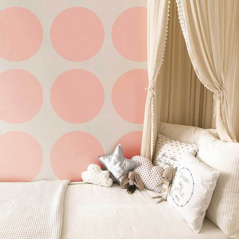 Large Polka Dots Wall Stencil In Girls Bedroom