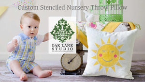How to Stencil a Throw Pillow | Custom Stenciled Nursery Pillow Project | Oak Lane Studio