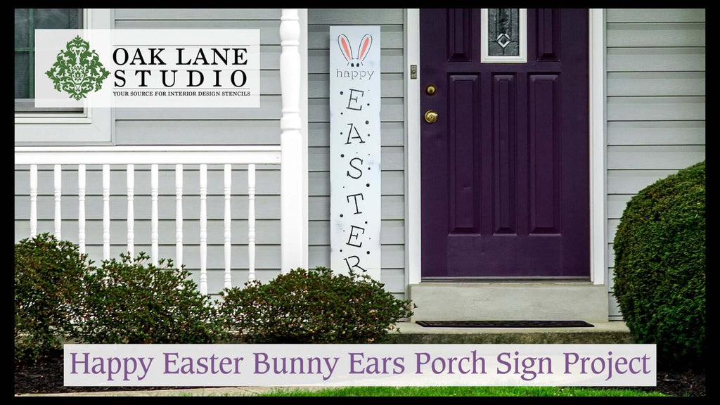 How to Stencil a Porch Sign | Happy Easter Bunny Ears Vertical Porch Sign Project
