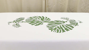 How to Stencil a Tablecloth with a Rainforest Philodendron Stencil