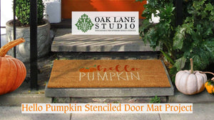 How to Stencil a Welcome Mat | Hello Pumpkin Stenciled Door Mat Project