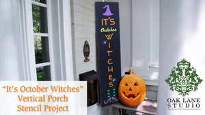 How to Stencil a Halloween Porch Sign | It's October Witches Vertical Porch Stencil Project