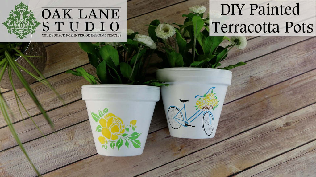 How to Upcycle Old Flowerpots | DIY Stenciled Terracotta Flowerpots | Oak Lane Studio