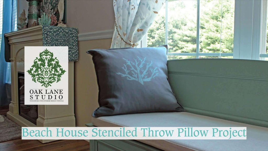 Beach House Stenciled Throw Pillow Project by Oak Lane Studio