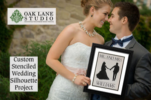 Custom Stenciled Wedding Silhouette Project from Oak Lane Studio