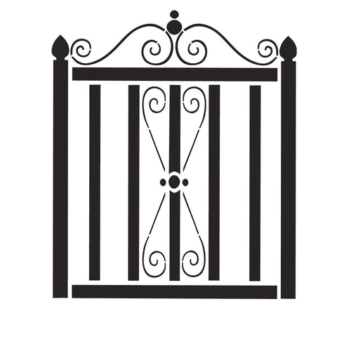Large Wrought Iron Gate Wall Stencil