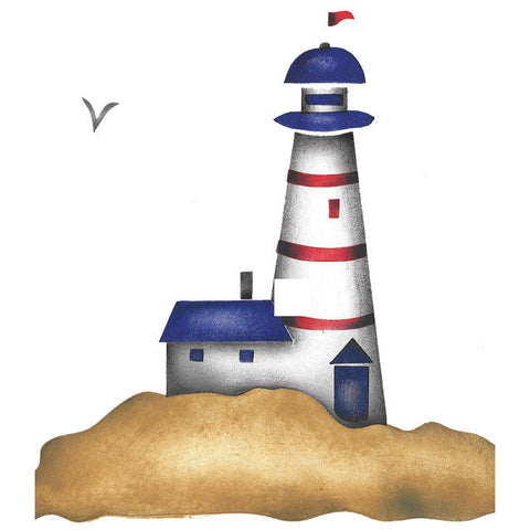 Lighthouse on a Rock Wall Stencil