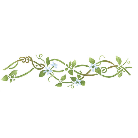 Small Vine with Flowers Wall Stencil Border