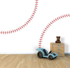 Baseball Stitches Wall Stencil - Room Setting