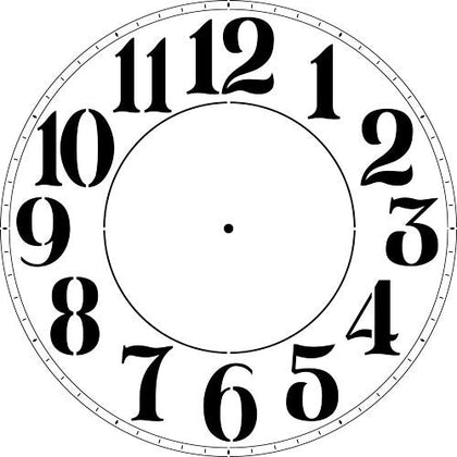 12 to 40 Inch Modern Numeral Clockface Wall Stencil