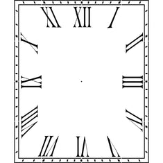 12 to 36 Inch Wide Rectangular Roman Numeral Clockface Wall Stencil