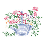 Small Flower Basket Wall Stencil