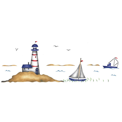 Lighthouse and Sailboat Wall Stencil