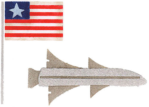 Flag and Rocket Wall Stencil