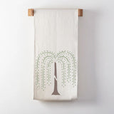 Tree of Life Wall Stencil by Designer Stencils applied to a tea towel