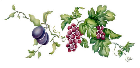 Plum with Grapes Wall Stencil by The Mad Stencilist
