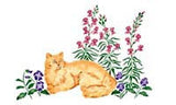 Cat with Flowers Wall Stencil