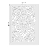 Large Damask Wallpaper Wall Stencil - Dimensions