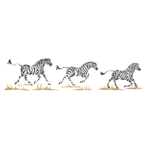 Running Zebras Wall Stencil Border