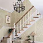 Large Scroll Panel Wall Stencil - Room Setting