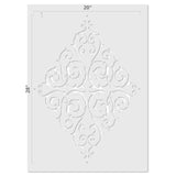 Large French Diamond Medallion Wall Stencil - Dimensions