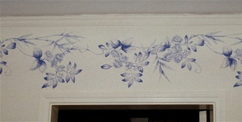 Blossoms and Bamboo Wall Stencil by Jeff Raum