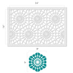 Tiled Flower Wall Stencil - Dimensions
