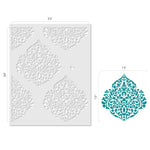 Large 15 Inch Moroccan Damask Allover Wall Stencil - Dimensions