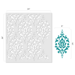 Global Damask Wall Stencil Size - Dimensions