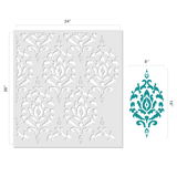 Global Damask Wall Stencil Size - Dimensions