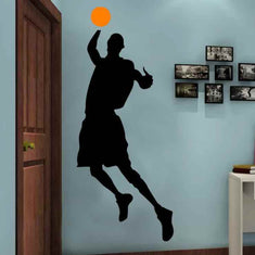 Basketball Player Wall Stencils In Bedroom