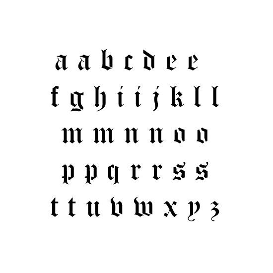 Old English Lowercase Alphabet Stencil Set
