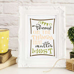 Focus on Things that Matter Most Wall Stencil On Pillow