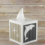 Dolphins Stencils painted on Tissue Box