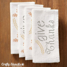 Give Thanks Craft Stencil On Towels