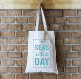 Seas the Day Fabric Stencils on Tote Bag