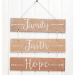 Family Faith and Hope Stencil Painted on a Sign