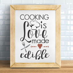 Cooking is Love Made Edible 2 Stencil framed Artwork