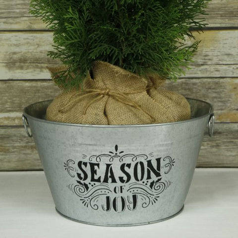 Season of Joy Holiday Stencil Planter Bucket