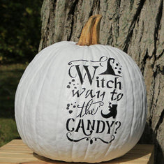 Witch Way to the Candy Stenciled Pumpkin