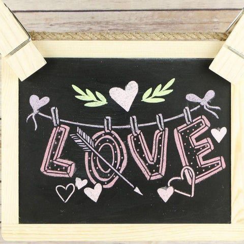 Love is in the Air Stencil Chalkboard