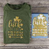 Luck of the Irish Stencil cut-outs shown in white