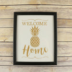 Welcome Home Stencil Pineapple Framed Artwork