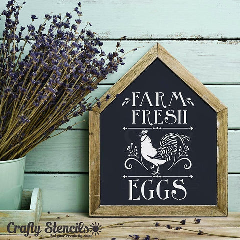 Farm Fresh Eggs Craft Stencil In Frame