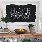 Home Sweet Home Floral Craft Stencil In Living Room